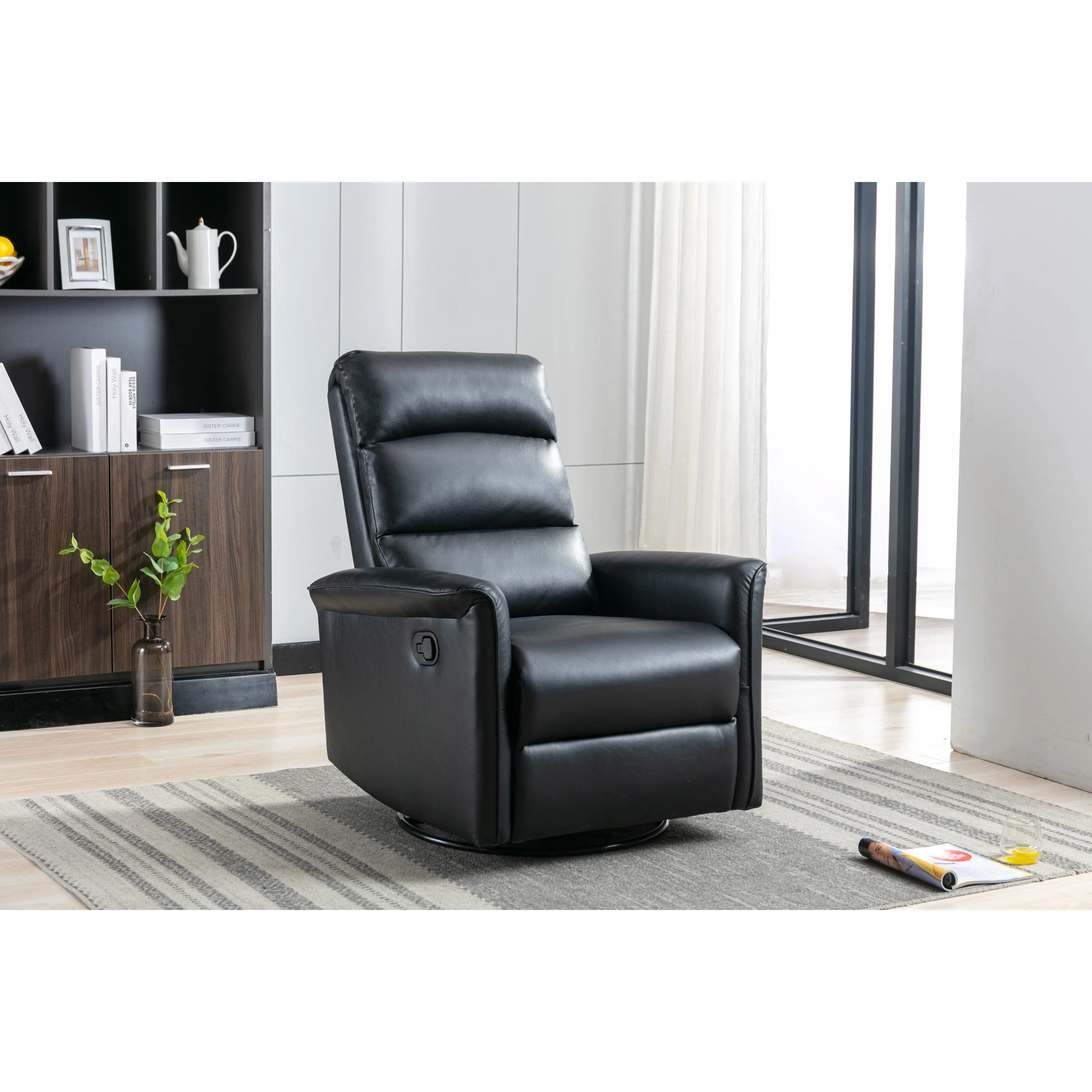 Mazin Furniture Fauteuil inclinable coulissant Albert en cuir 99930GRY-1G – Image 4