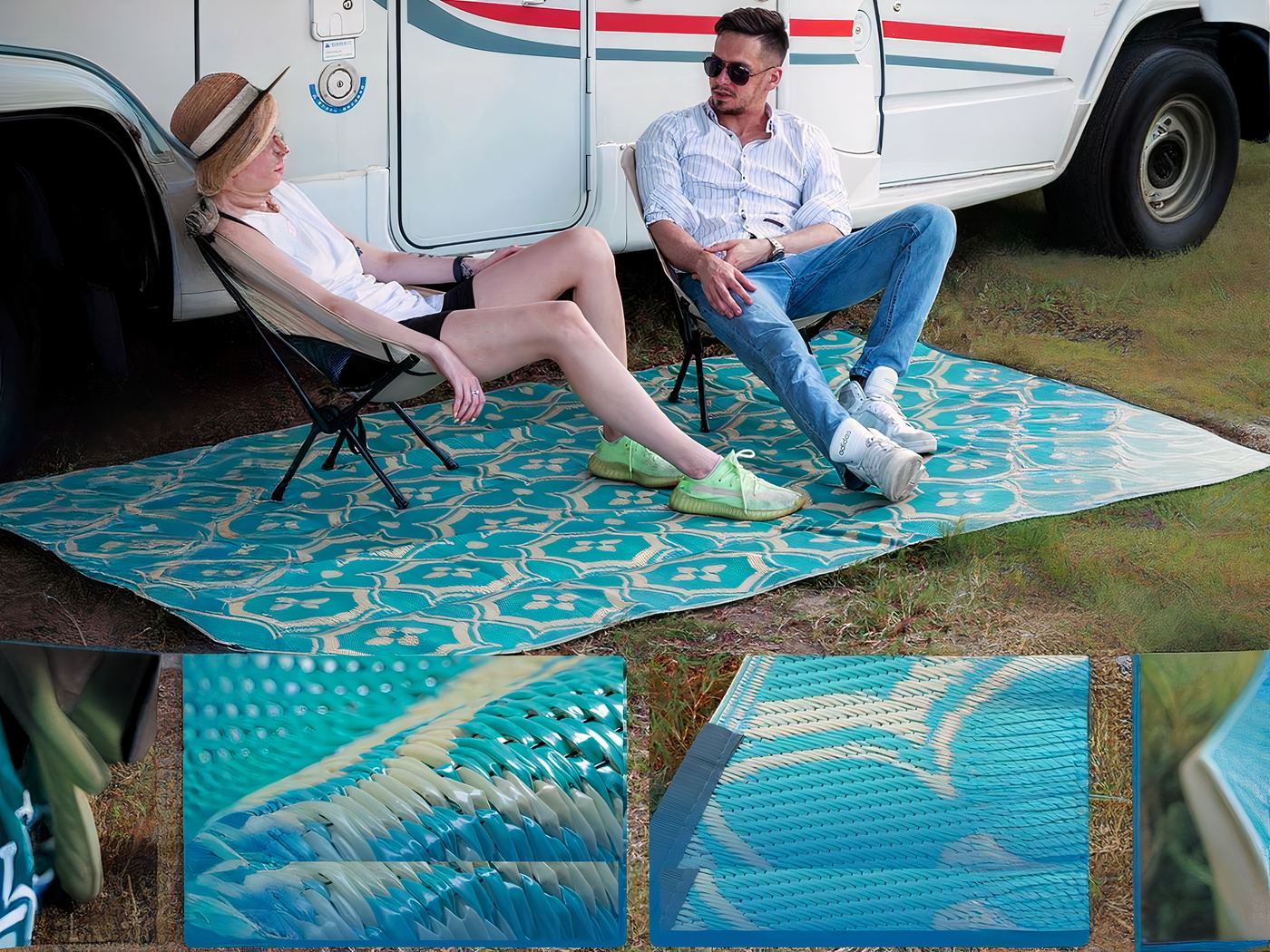Grand tapis tissé d’extérieur pour patio et jardin – Image 3